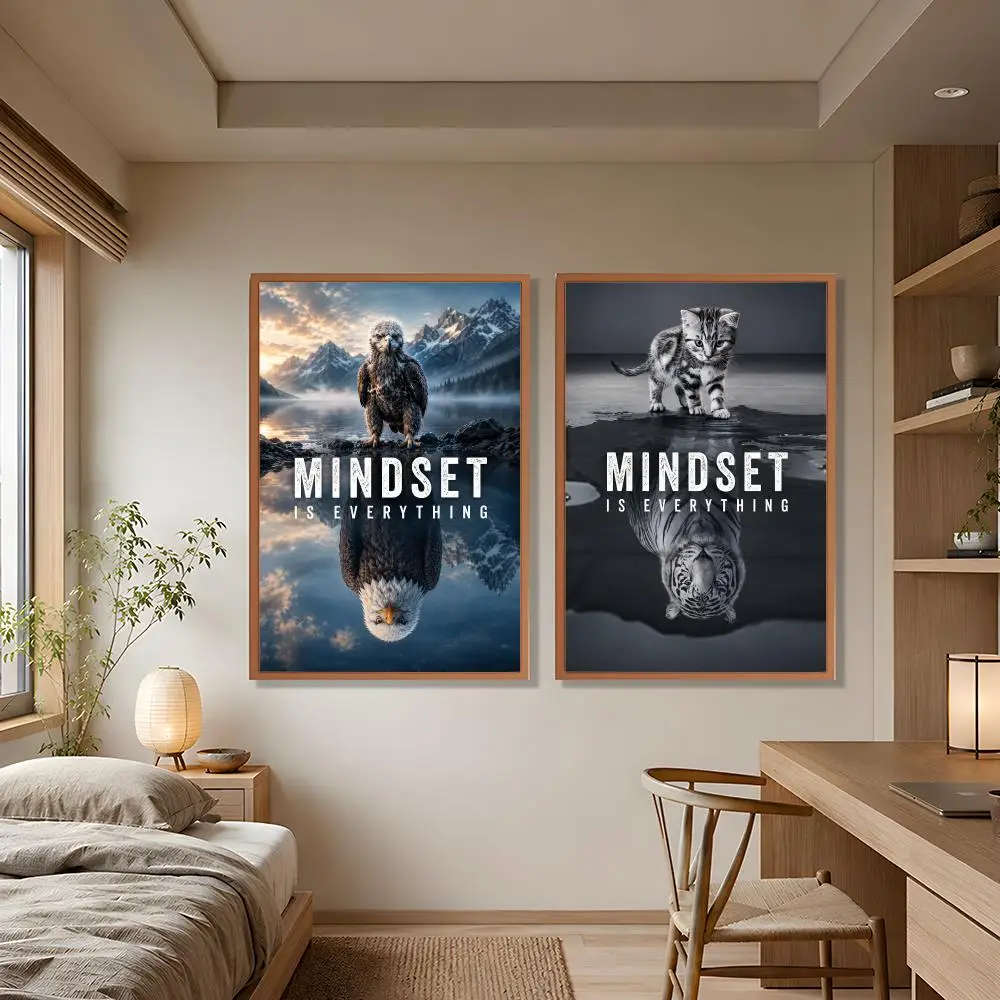 Art Animal Motivational Mindset Poster Wall Art Poster HD Waterproof PP Print Bedroom Living Room Office Decor Gift
