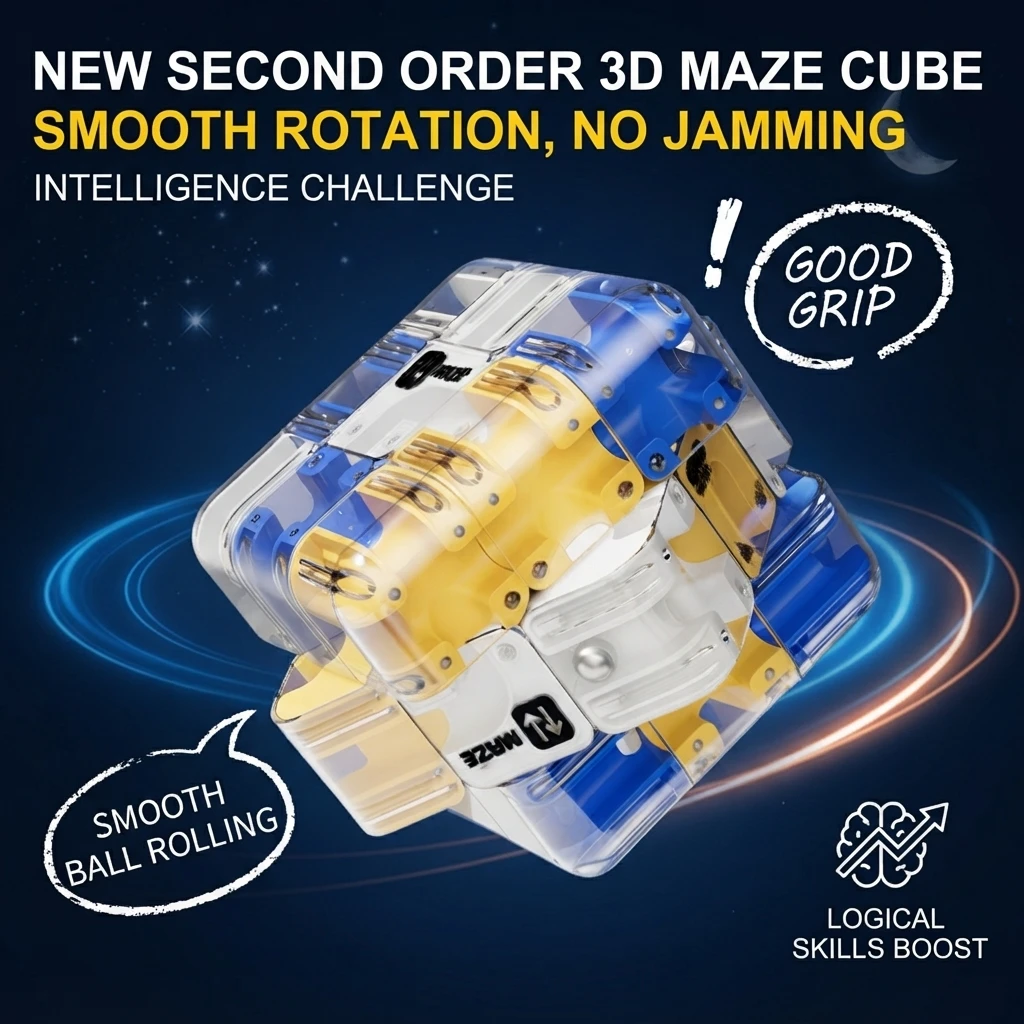 Viral 3‑Sided Maze Battle Cube, Double‑Player PK Bead Puzzle, Improve Kids Concentration & Logic Thinking, Desktop Gift 3+