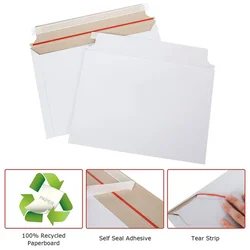 25Pcs White Rigid Mailers Stay flat envelopes Peel and Seal for Shipping Photos Prints Paperboard Envelope Mailers