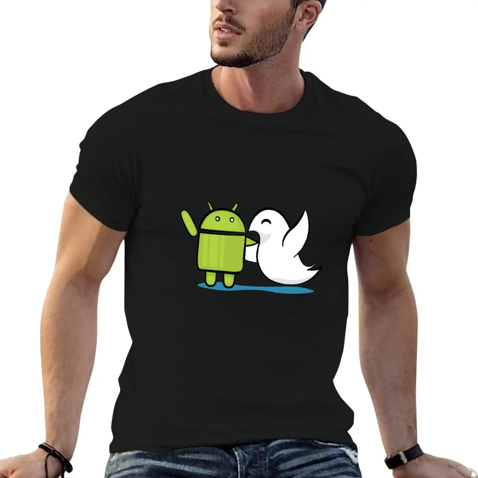 Android and Swift Together T-Shirt blue archive shirts graphic tee custom t shirt sports fans funny t shirts for men