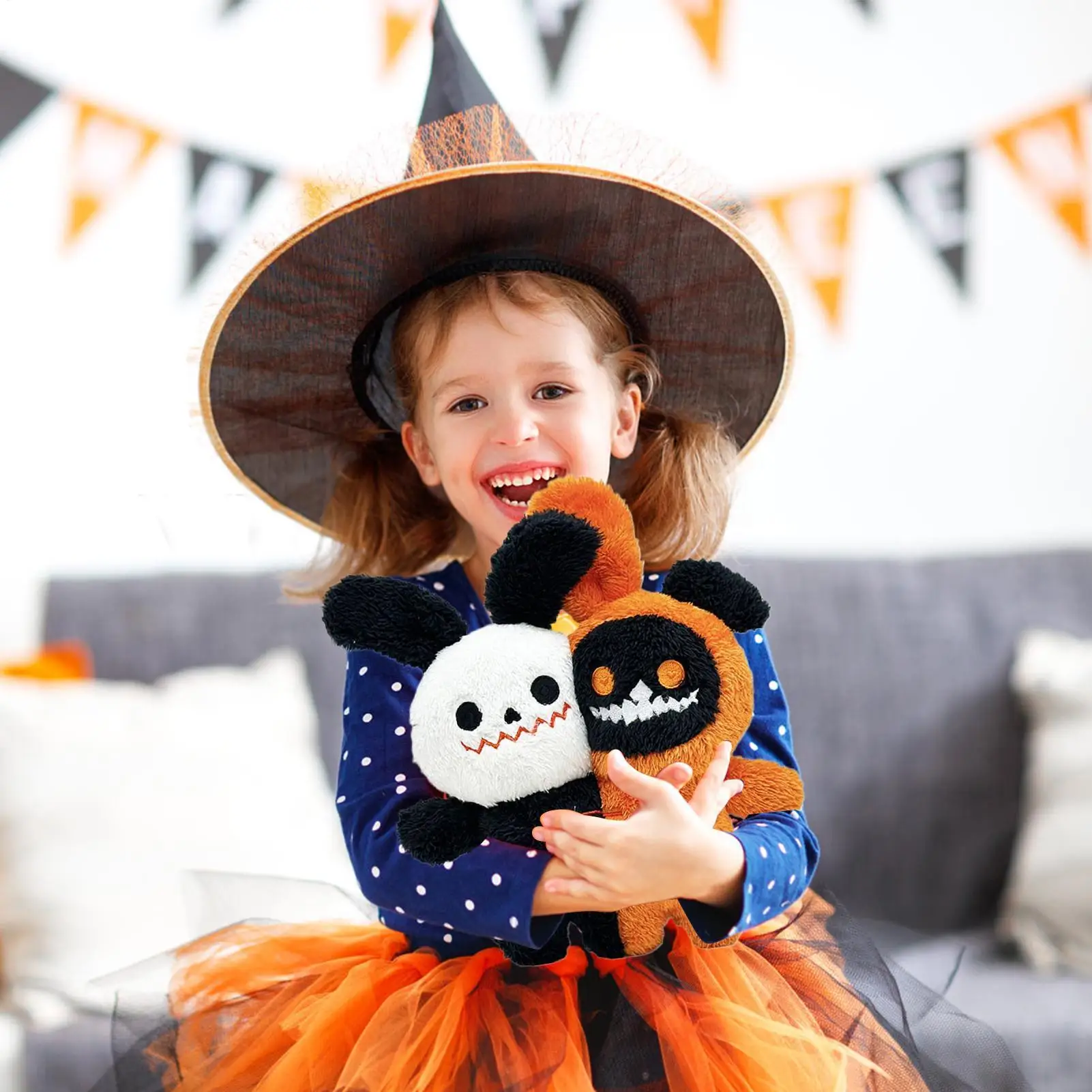 

Stuffed Toys Ghost Stuffed Toy Bedroom Decoration Soft Cartoon Doll Halloween plush toys Double-headed doll Halloween Gift