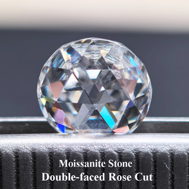 Moissanite Stone Round Shape Double-faced Rose Cut White Color Charms Beads for DIY Pendant Making With GRA Certificate