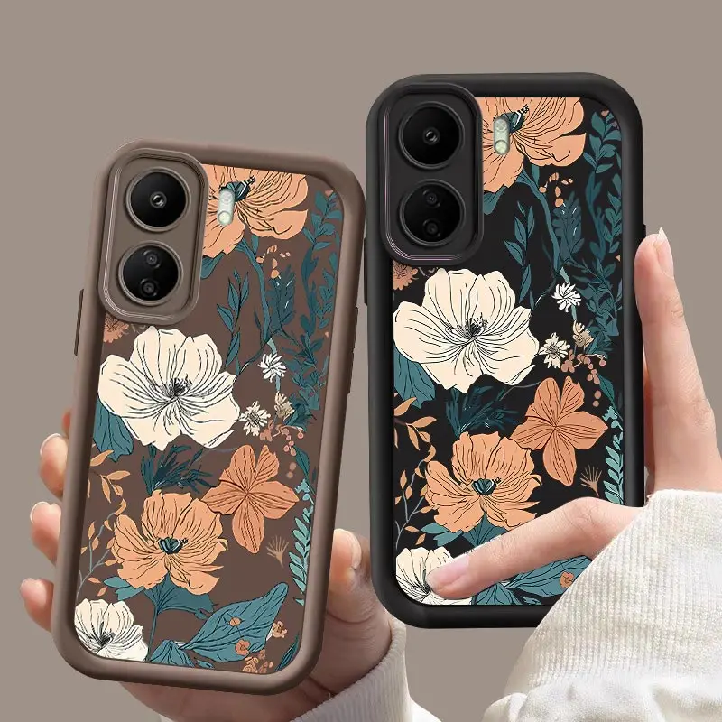 13C RetroFlower Phone Case For Redmi 12 11 10 A 10 C 9 T A 9C 9i CNFC 8 A3 A1 A1Plus Camera Lens Protection Cover