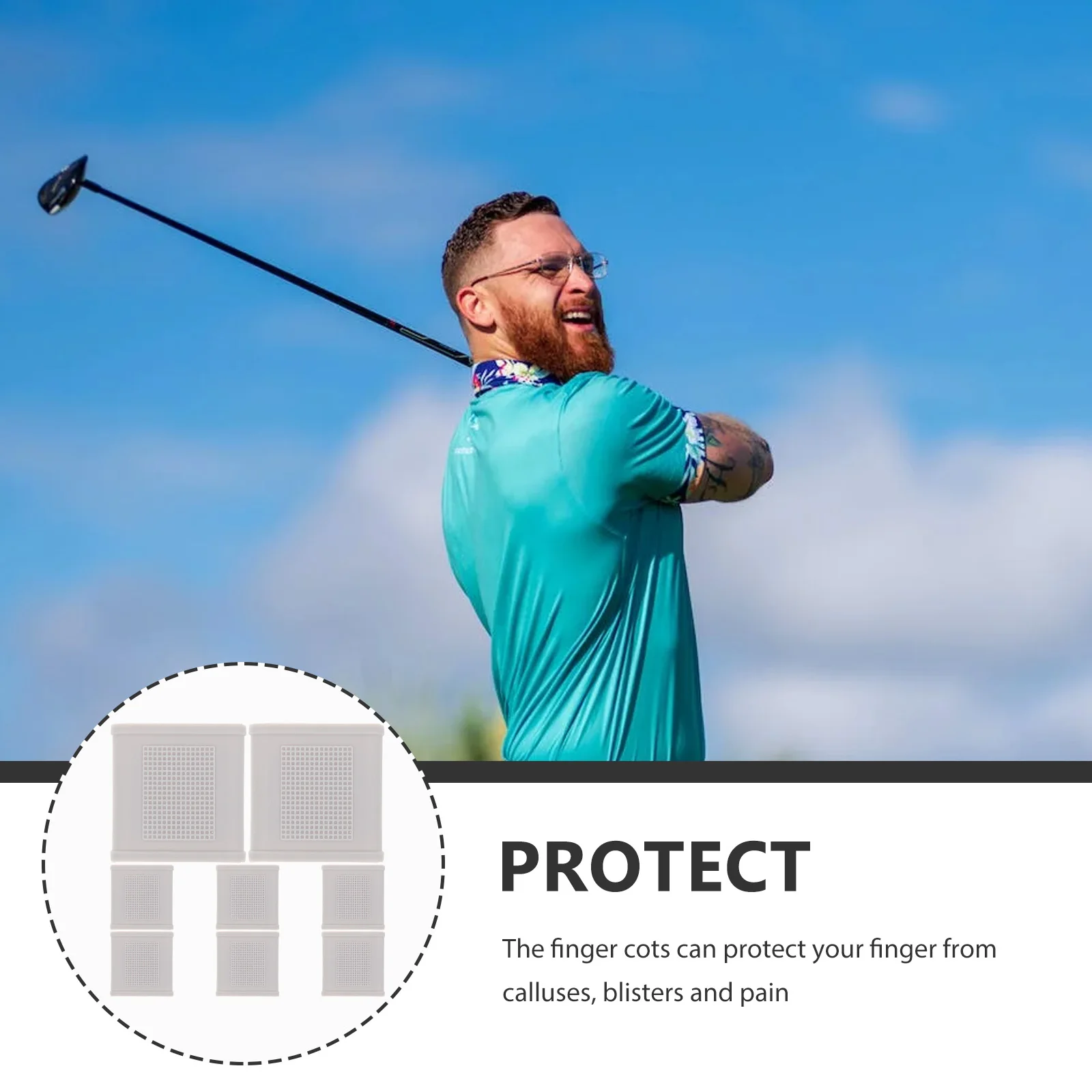 

8 Pcs Anti-slide Golf Finger Protectors Wear-resistant Silicone Bands Gray L Size Reusable Protect Fingers Blisters Pain
