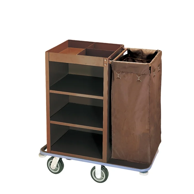 Cheaper Price High Quality Metal Construction Hotel Housekeeping Cleaning Trolley Cart