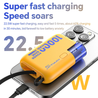 KONFULON 10000mAh Power Bank PD 20W & QC 22.5W Fast Charging Mini Size Battery Built-in Cable Portable External  Battery