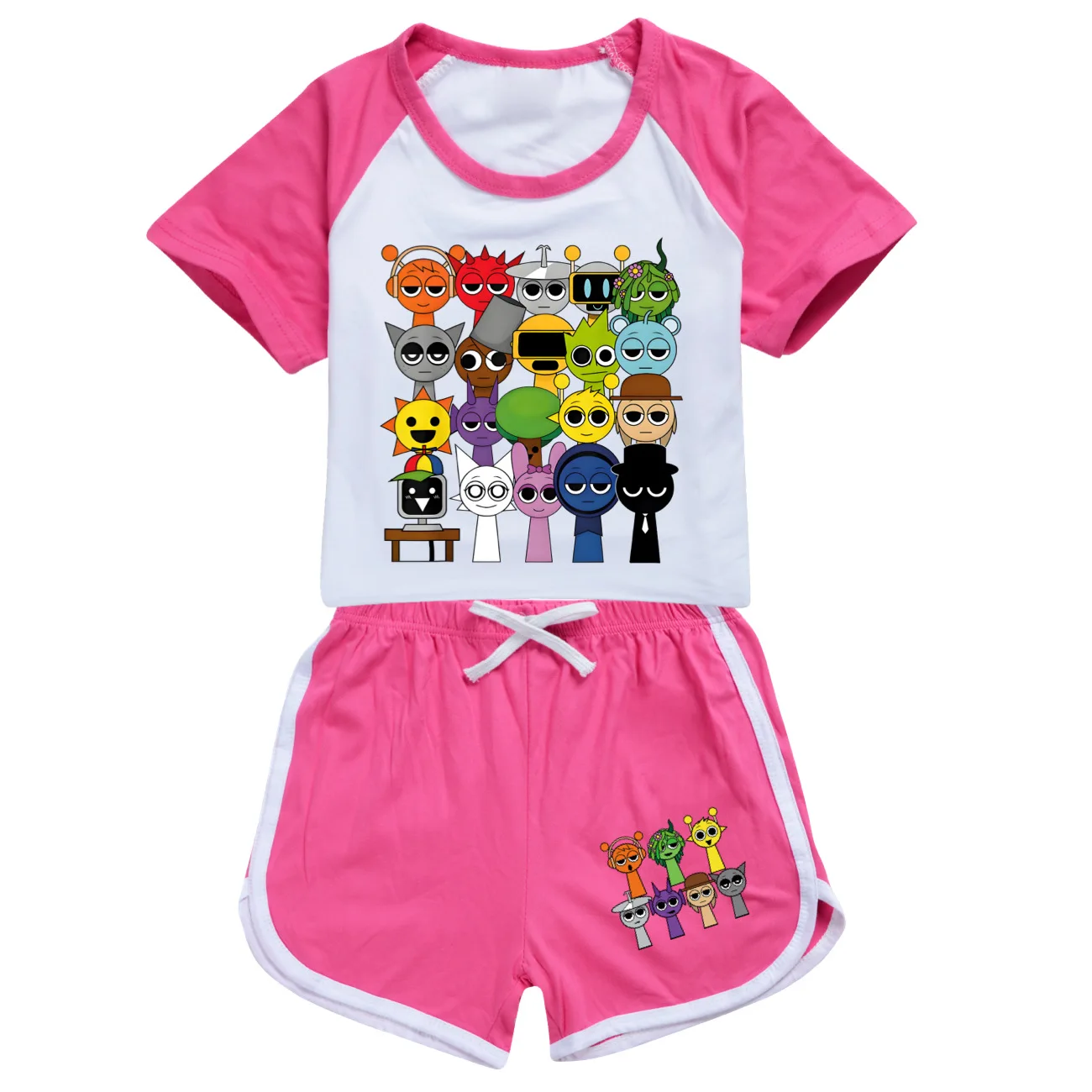 Sprunki Kids Baby Girls Clothes Outfits Game Incredibox T-shirt Shorts Children Home Casual Sports Short-sleeved Pyjamas Suit