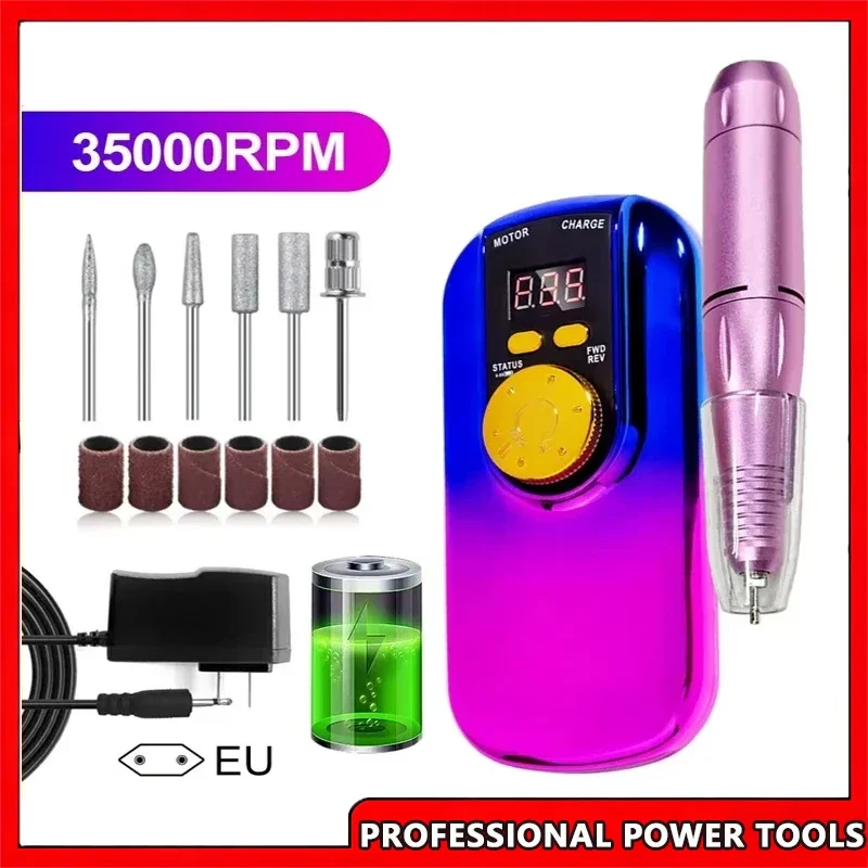 

Portable Electric Nail Drill Machine 35000RPM LCD Display Rechargeable for Acrylic Gel Professional Manicure Portable Tool