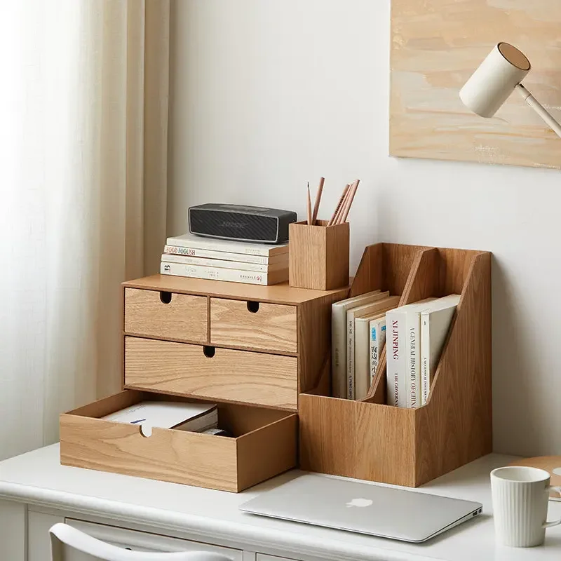 Wooden Drawer Storage Box, Multilayer Desk Organizer for Bedroom, Office Jewelry Container, Japanese Style Multipurpose Case