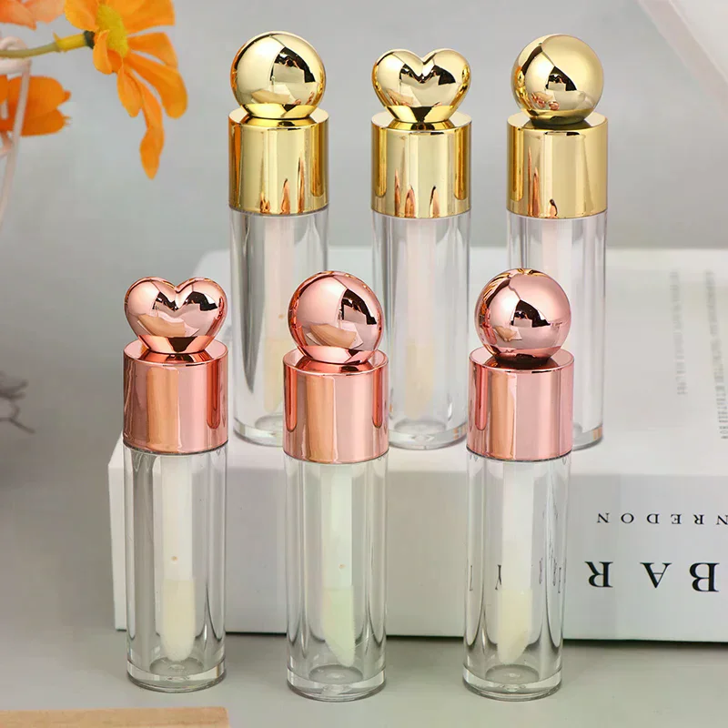 2.5/6 مللي أنبوب مينا الشفاه على شكل قلب مع سلسلة مفاتيح وقضيب فرشاة أنبوب ملمع الشفاه زجاجة فارغة حاوية الشفاه الصقيل أداة ماكياج #5