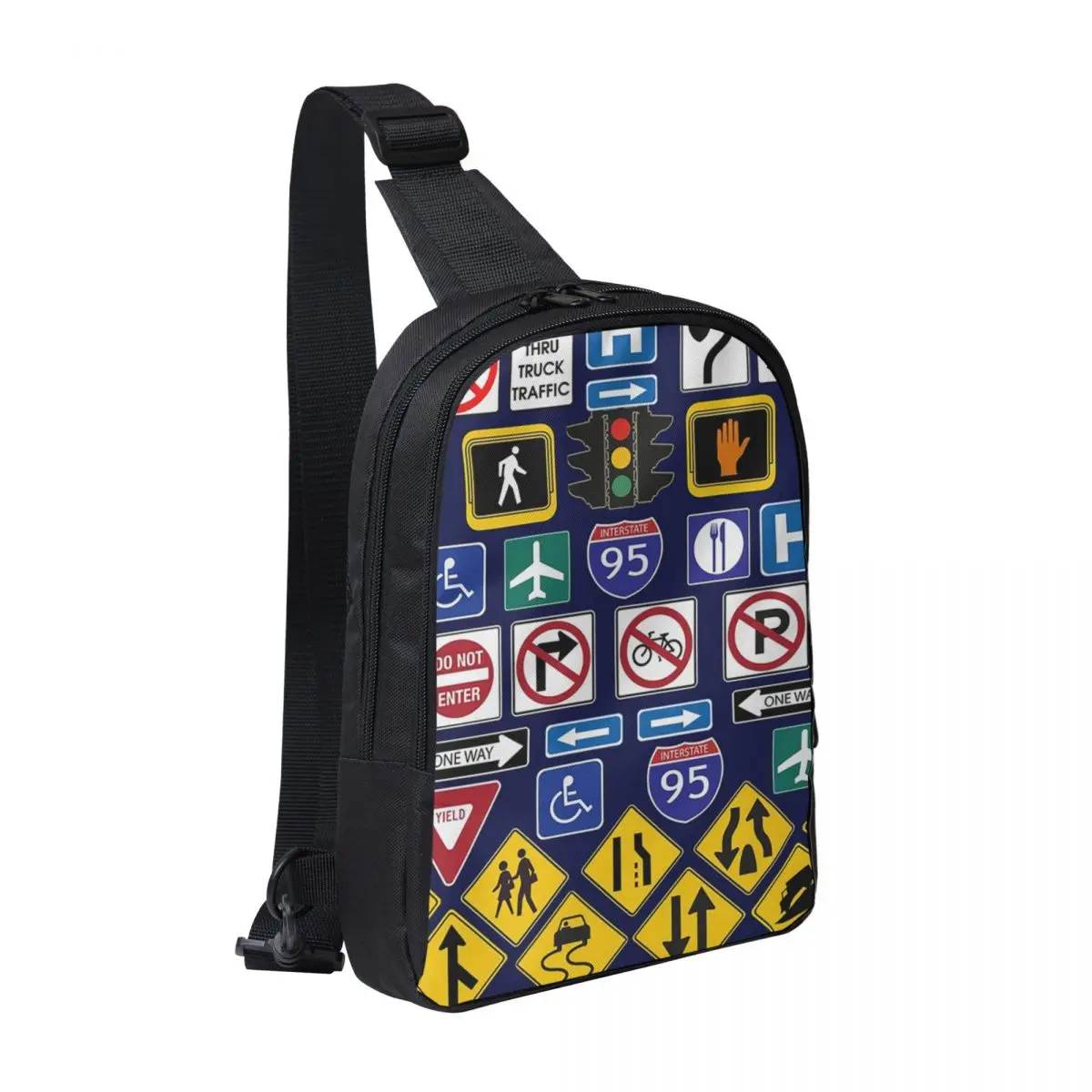 

Road Signs, Regulations Signs Chest Bag Men Sling Crossbody Backpack Chest Bag Travel Hiking Daypack Shoulder Bag