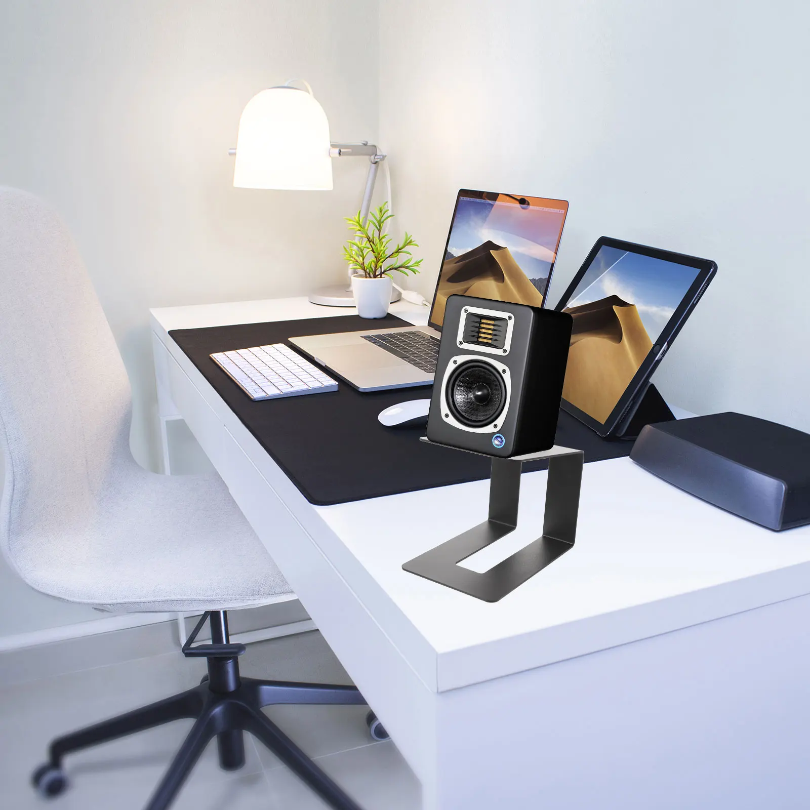 

Speaker Stand Mini Monitor Brackets Desktop Mount Computer Risers Speakers Black Oxidized Strong Universal Size Tilting Sound