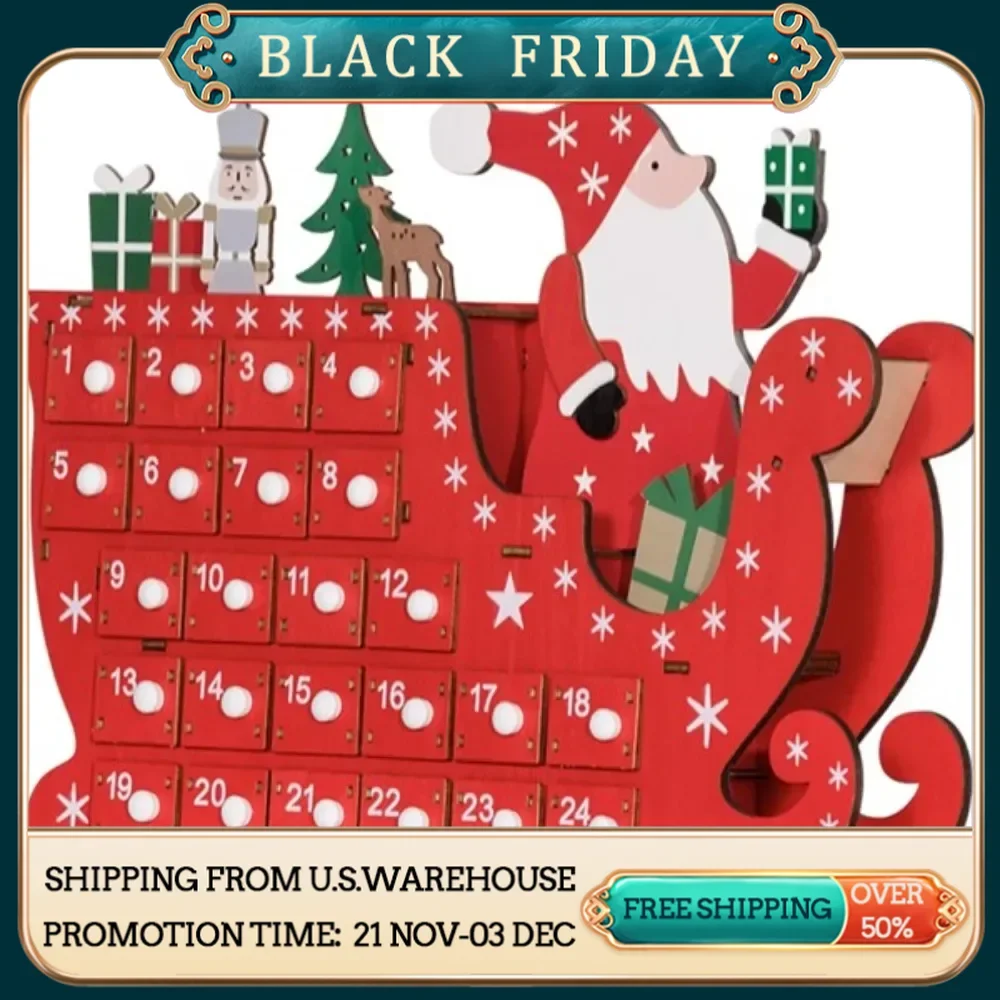 Santa Claus sleigh shape for added festive glamourThe 24-day countdown drawer is stocked with daily treats and surprises