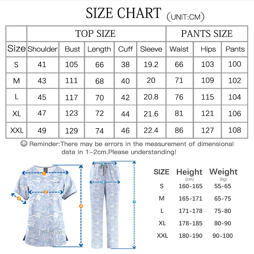 Conjunto de uniforme médico impreso, ropa de trabajo para el cuidado de mascotas de alta calidad, conjunto de batas quirúrgicas para quirófano, pantalones elásticos superiores de manga corta