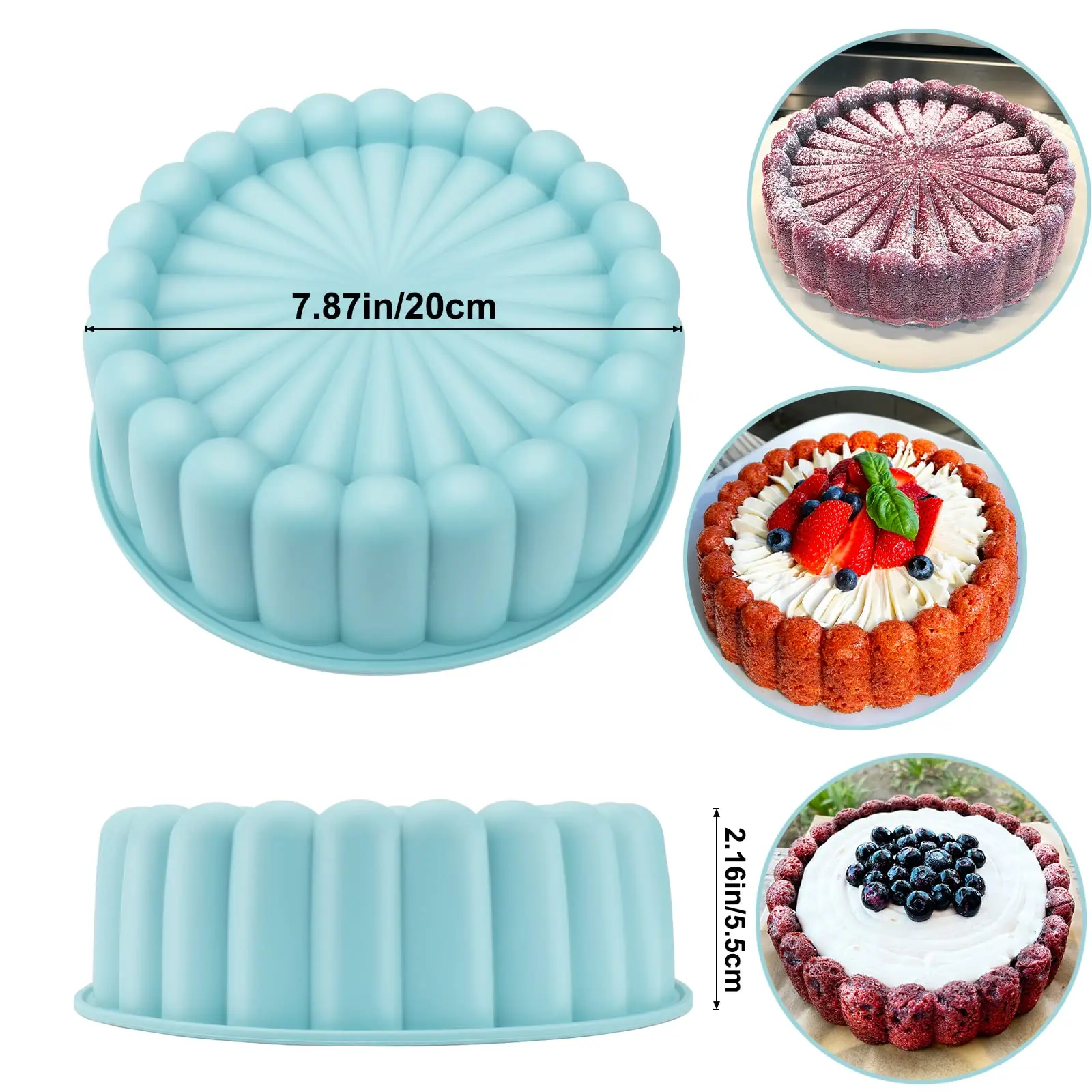 Silicone Round Pan Charlotte Cakes Baking Pan Sponge Flan Mold Strawberry Shortcake Baking Pan Kitchen Silicone Moulds