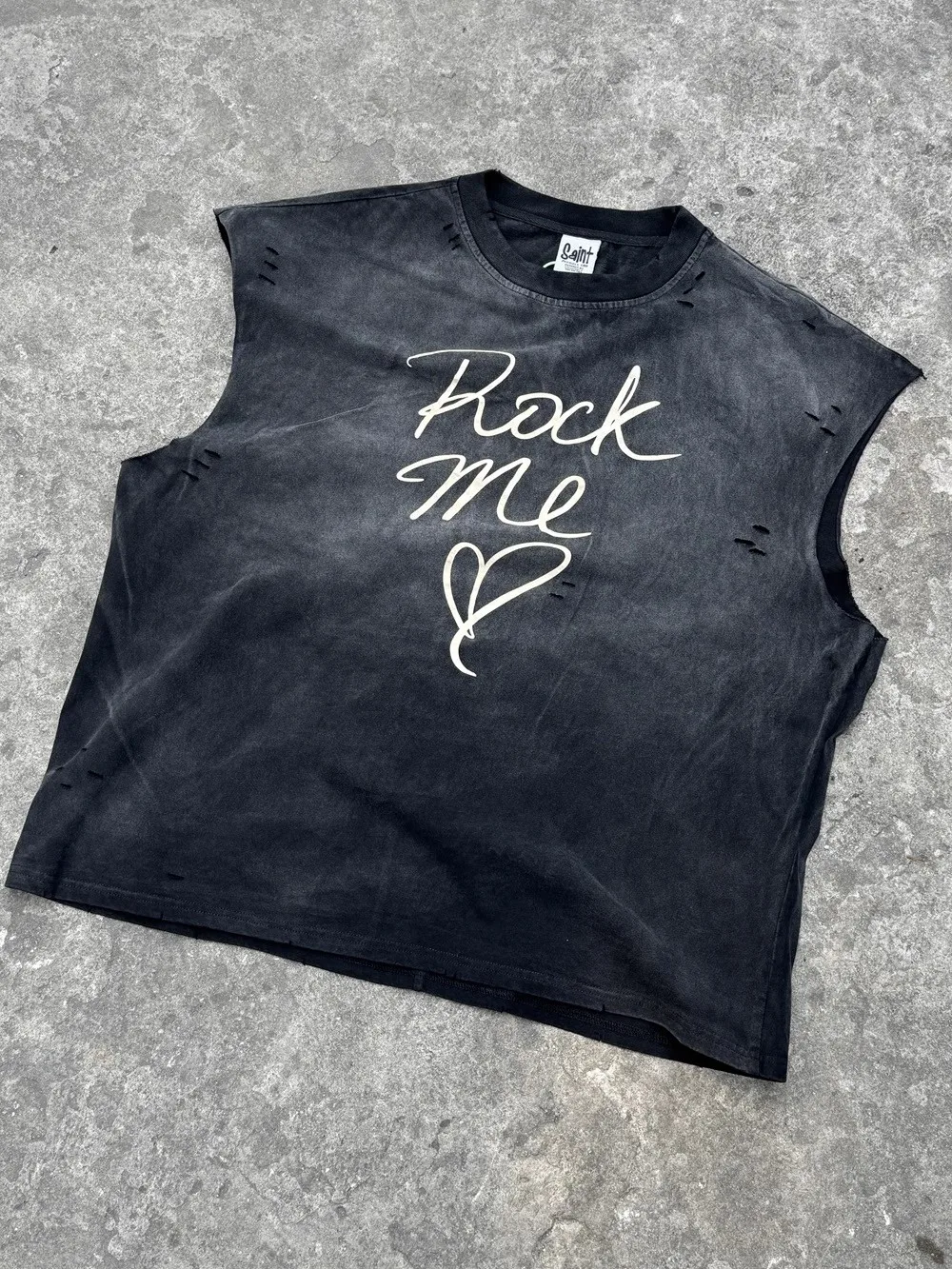 

Промытый Saint ROCK ME, потертый вручную тяжелый жилет для стирки, футболки для мужчин и женщин, уличный жилет, футболка для пары, без рукавов на плечах