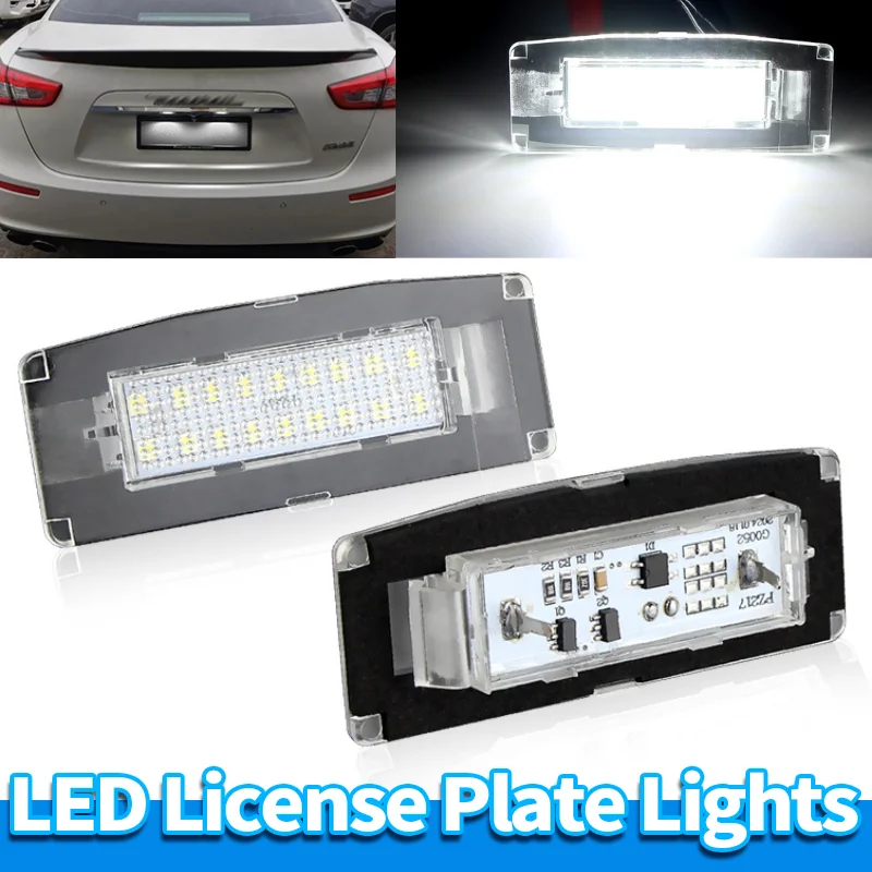 

2PCS CANBUS LED License Plate Light for Maserati Ghibli M157 2014-2020 White 6000K Error Free OEM 673001401 LED License lamp