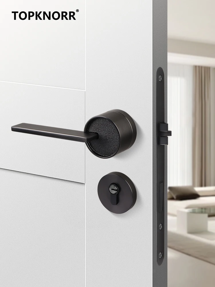 Imagem -02 - Anti-roubo Solid Wood Door Handle Lock Split Door Lock Quarto Silencioso Indoor Bathroom Zinc Alloy Casa