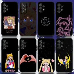 S-sailors Kawai M-Moon Phone Case For Samsung S24,S21,S22,S23,S30,Ultra,S20,Plus,Fe,Lite,Note,10,9,5G Black Soft Cover