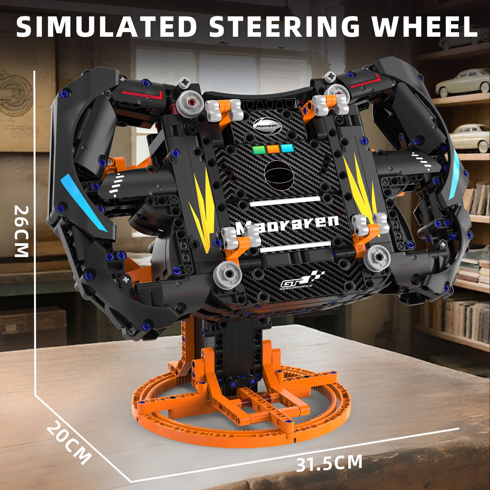 

Simulator Steering Wheel Building Blocks Set Game Simulation Racing Car Driving Wheel Block with Moving Parts Gift for Adults