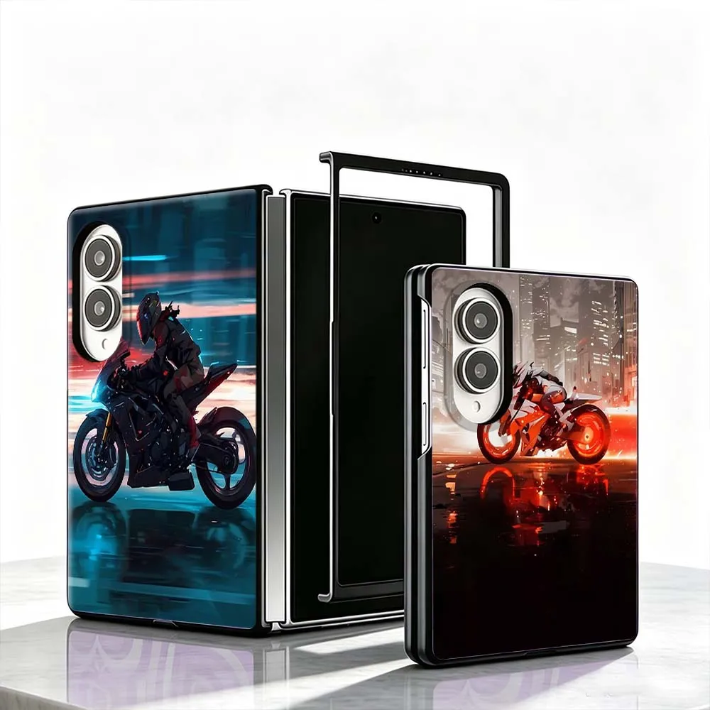 Cool motorcycle graphics Cover Phone Case For Samsung Galaxy Z Fold 8 PC Hard Mobile Folding Black Gifts Shell