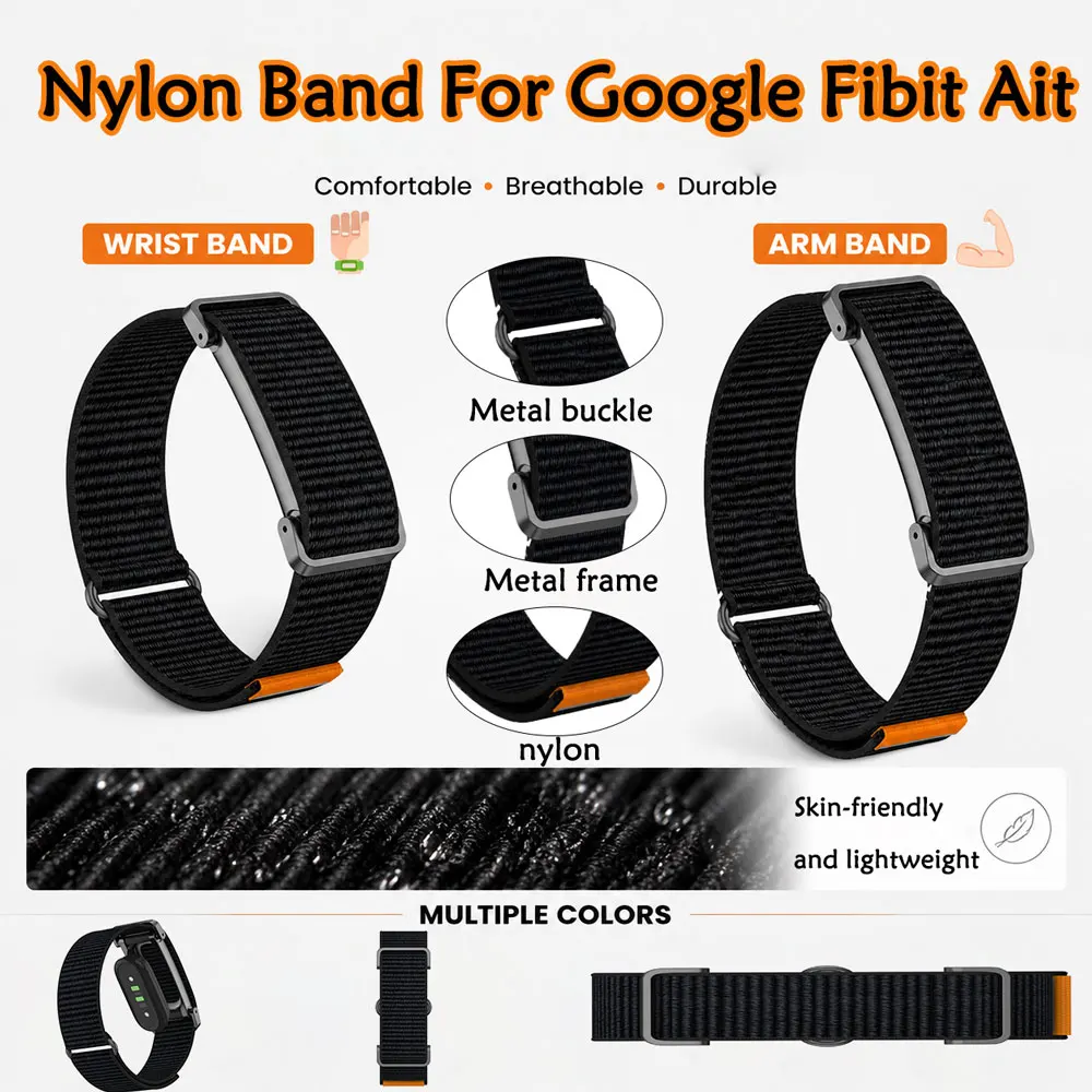 Nylon Band Metal Frame for Google Fitbit Air Magic Buckle Breathable Fitness Tracker Replacement Band for Google Fitbit Air