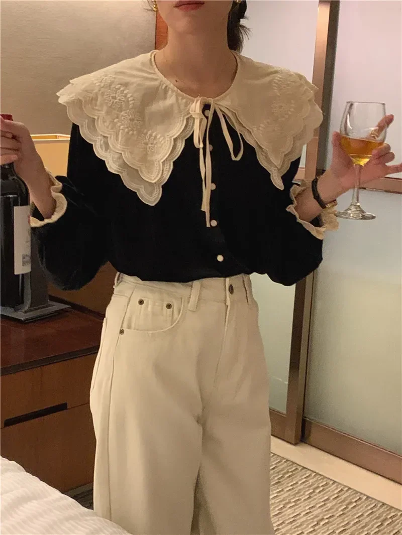 Autumn Women Blouse Spring Shirt Female Woman Blouse Maxi Blusas Chiffon Casual Elegant Vintage Long Sleeve Oversize Loose White