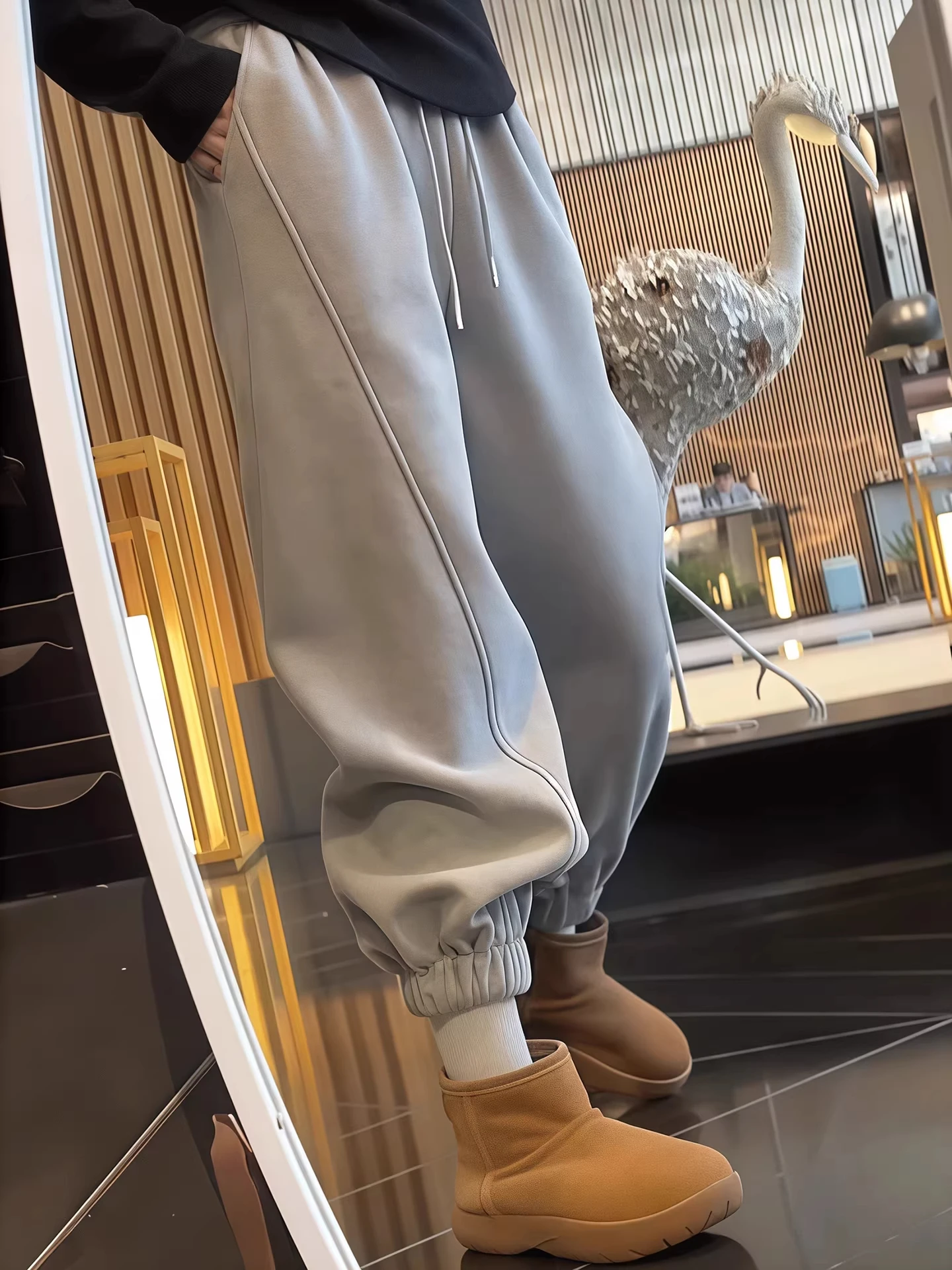 Pantalones Deportivos de Cintura Alta con Forro de Felpa para Mujer, Otoño Invierno, Nuevo Estilo, Talla Pequeña, Pantalones Casuales de Moda