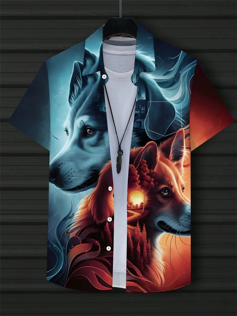 

Hawaiian Shirt Man Fashion Harajuku Casual Short Sleeve Floral Summer Shirt Animel Printed Beach Cartoon Shirts Clothing