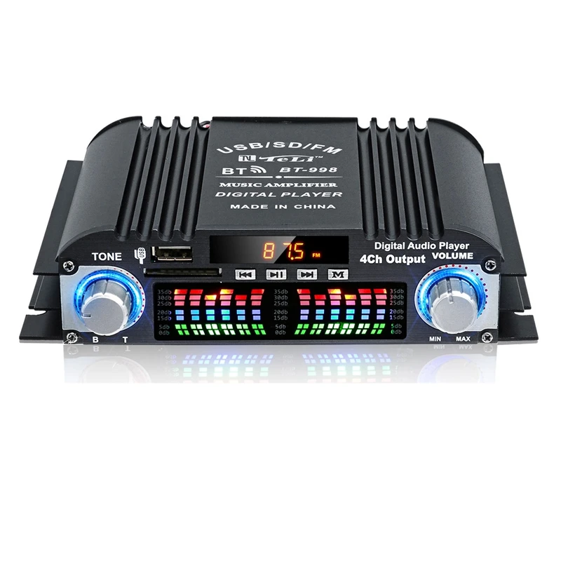 BT-998 HIFI Digital Audio Amplifier LCD Display ClassD Power Amplificador Bluetooth Radio Car Home Speaker FM USB SD-ELEC view 2