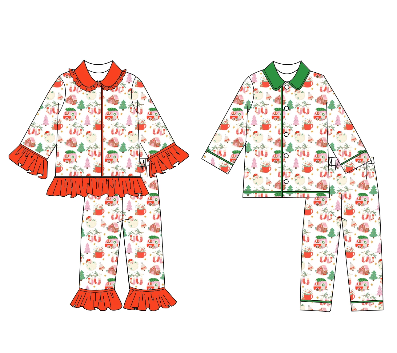 Boutique children's Christmas pajamas outfits boy girls Christmas nutcracker pajamas sets