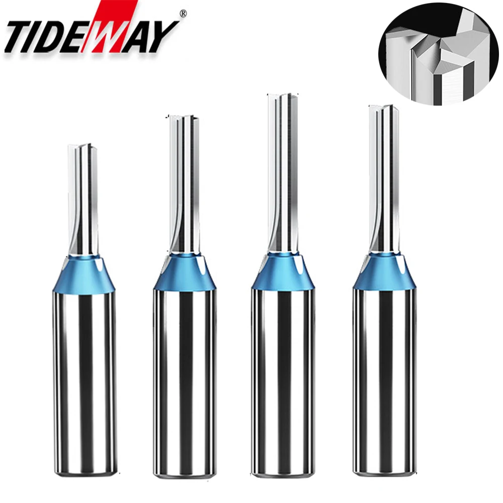 3 Blades TCT Straight Router Bit for Wood Solid Carbide CNC Tool Woodworking Milling Cutter Slotting Cutting for Hard Wood MDF