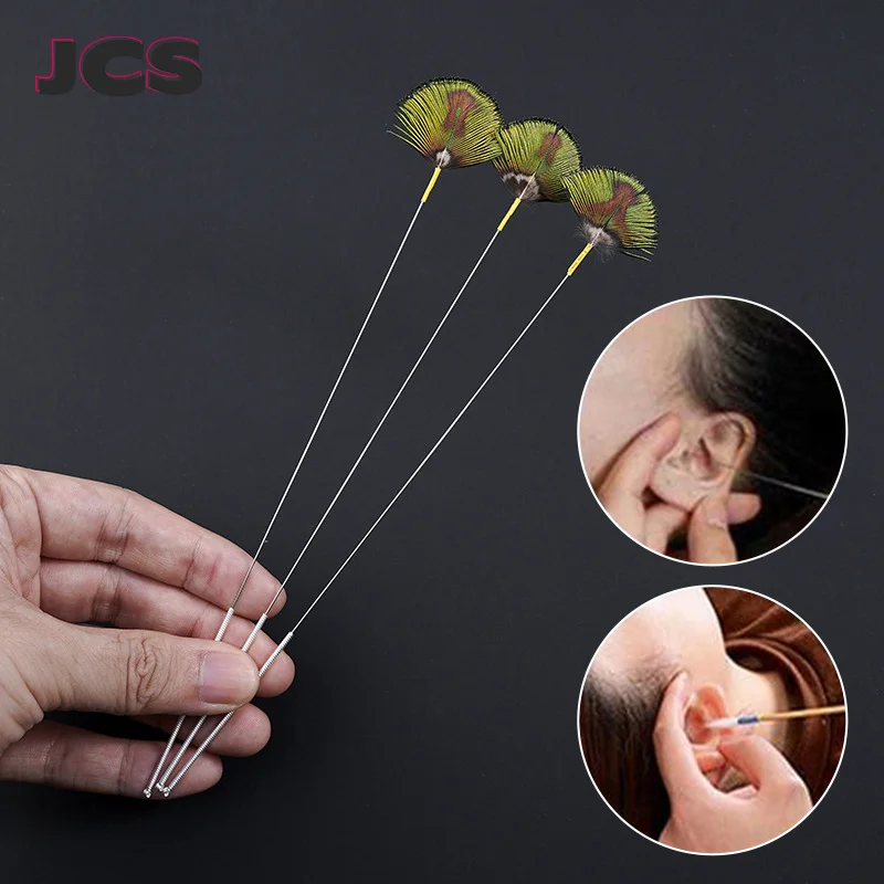 Pacock Feather Earpick Wax Remover Curette Adult Stainless Steel Handle Ear Dig Tools Spoon Cleaner Stick Health Ear Cleaning