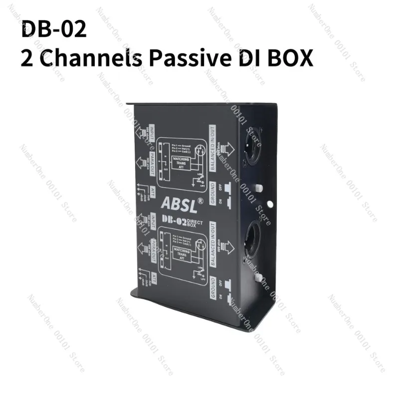 DB-02 Passive DI Box Audio Isolator Impedance Converter Portable Audio Signal Direct Injection Box