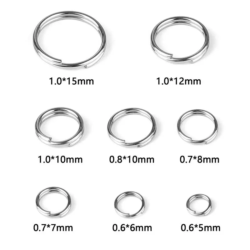 100pcs/lot 5-12mm Stainless Steel Open Double Jump Rings for DIY Key Double Split Ring Connectors For Jewelry Making Accessories