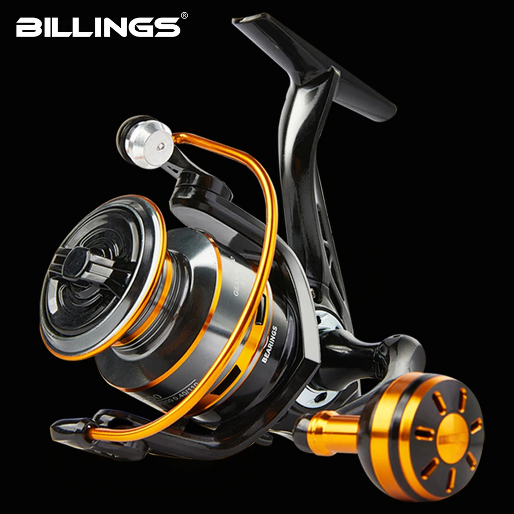 BILLINGS FH Spinnrollen für Salz- und Süßwasser, 10 kg maximale Bremskraft mit Anti-Reverse-Funktion und Metallspule, 5,2:1 Angelrollen