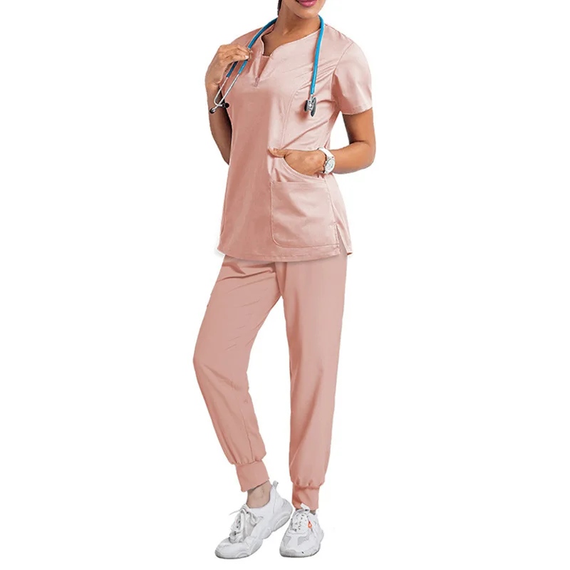 Multicolorido dentista enfermeira vestidos cirúrgicos manga curta elástico de secagem rápida uniformes enfermeira do hospital dividir conjunto vestido lavagem à mão