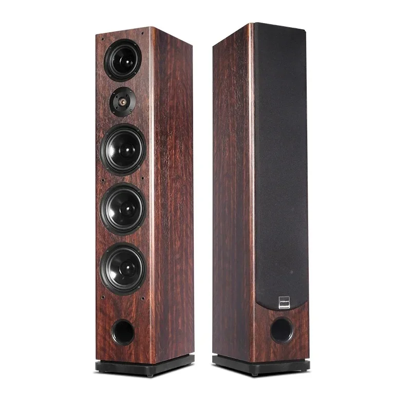 2026 High-end Tower Level 2.0 Front Speaker Living Room Three Frequency Passive HiFi Floor Type Home Stereo Wooden Speaker