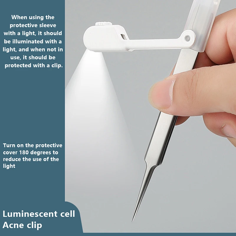 1 pz Led Acne ago pinzette Comedone Blemish brufoli rimozione piega a punta Gib Head strumenti per la cura del viso Comedone Acne Extractor