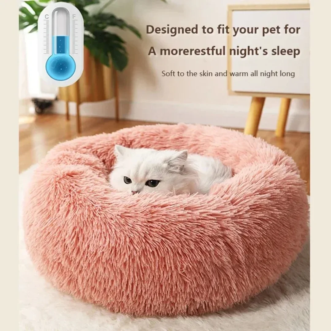 

40-70cm Home Plush Pet Nest Super Soft Warm Detachable and Washable Round Pet Bed For Dog and Cat House Winter Warm Sleeping