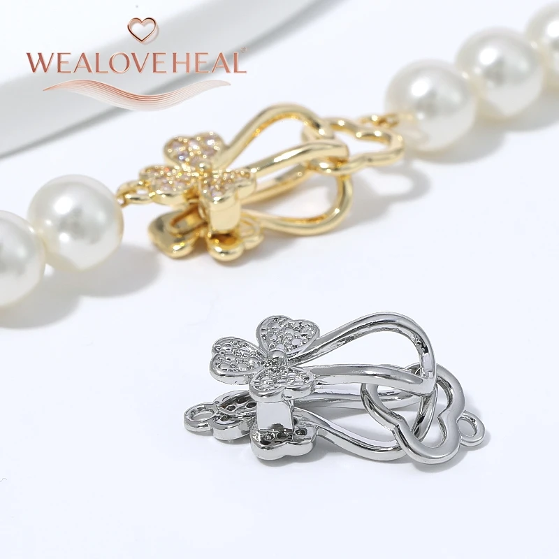 18K vergoldeter Messing-CZ-Dreifachkleeblatt-Druckverschluss-Verbinder für Perlenarmbänder, Halsketten und DIY-Schmuckherstellung – Detail 19