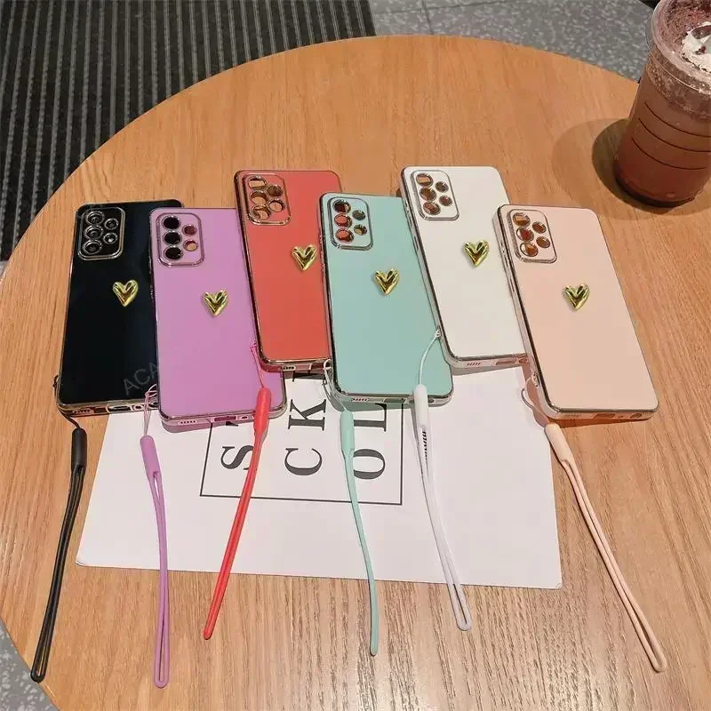 Casing lunak silikon pelapis hati emas 3D untuk Motorola Moto G84 5G G54 G53 G23 G13 G82 G52 G32 G22 penutup belakang G 84 54 53 23 13 82