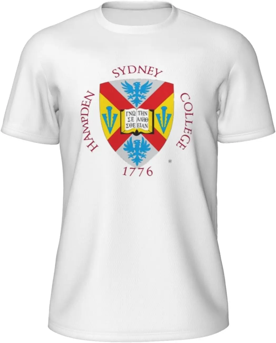 Мужская футболка с круглым вырезом Hampden Sydney College Logo, впитывающая влагу, дышащая сетка с коротким рукавом