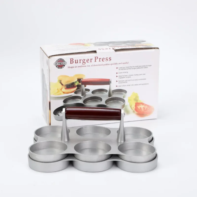 Kitchen Tools 6 Grid Double Hole Burger Meat Press Machine Hamburger Press Non-Stick Minced Steak Press Hamburger Mold