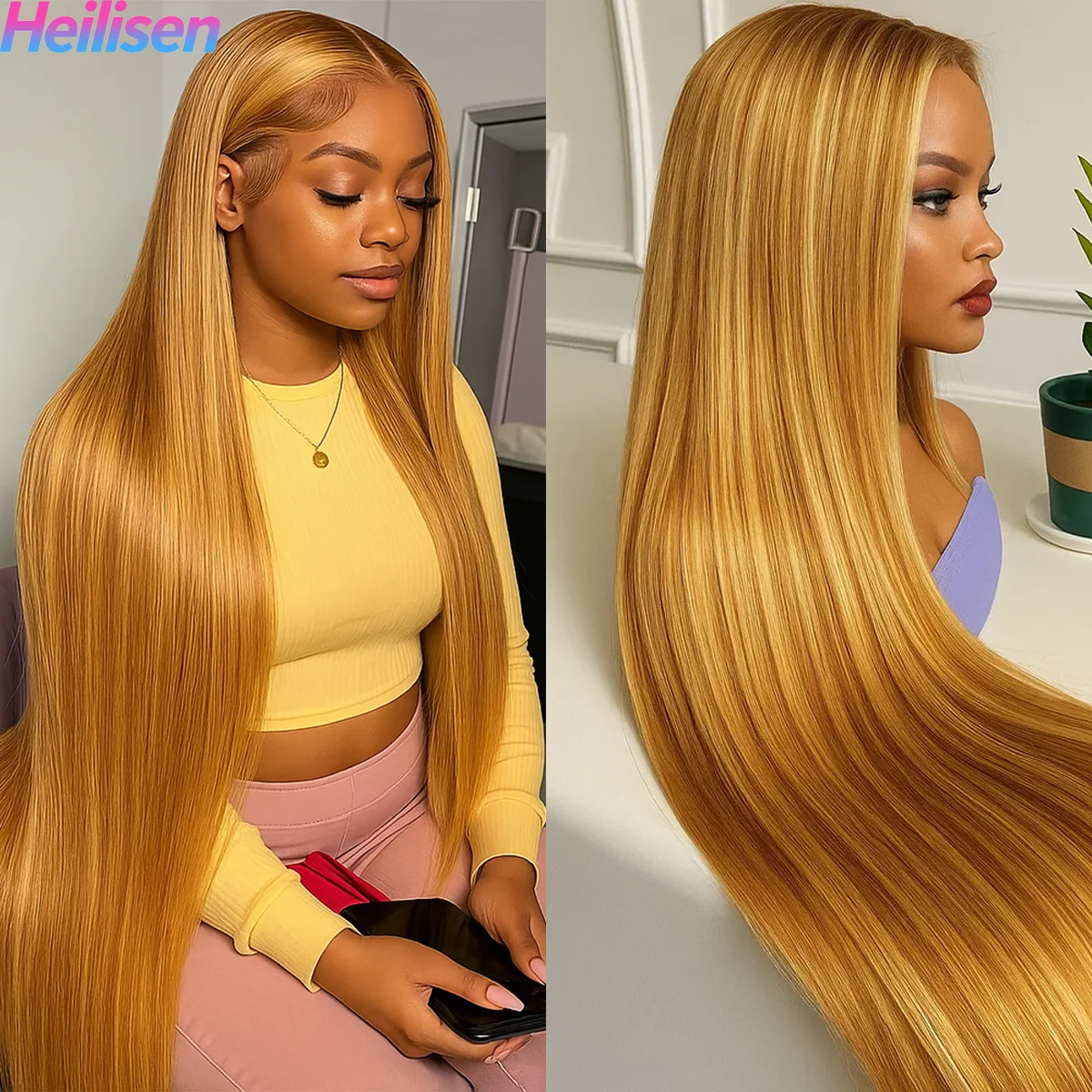 P4/27 تسليط الضوء على 36 بوصة 220% الكثافة مستقيم 13x6 HD شفافة الدانتيل الباروكة الأمامية ريال البرازيلي خصلات الشعر المستعار الإنسان للنساء