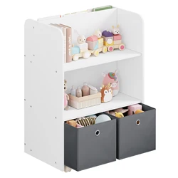 Bibliothèque mobile pour enfants avec roulettes, étagère polyvalente avec boîtes, 2 côtés, étagère de rangement pour jardin d'enfants, 1 ensemble