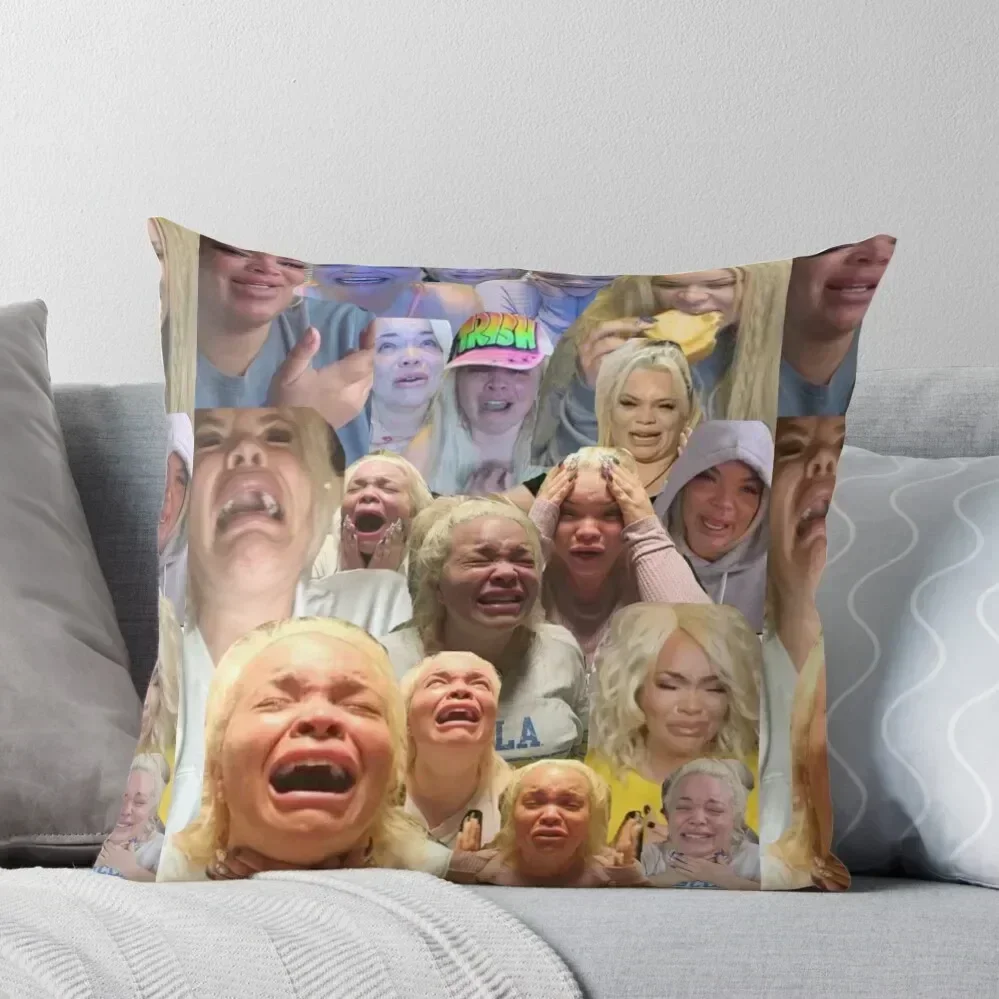 

Trisha Pastas crying on her kitchen floor collage Throw Pillow Christmas Covers Bed pillowcases pillow
