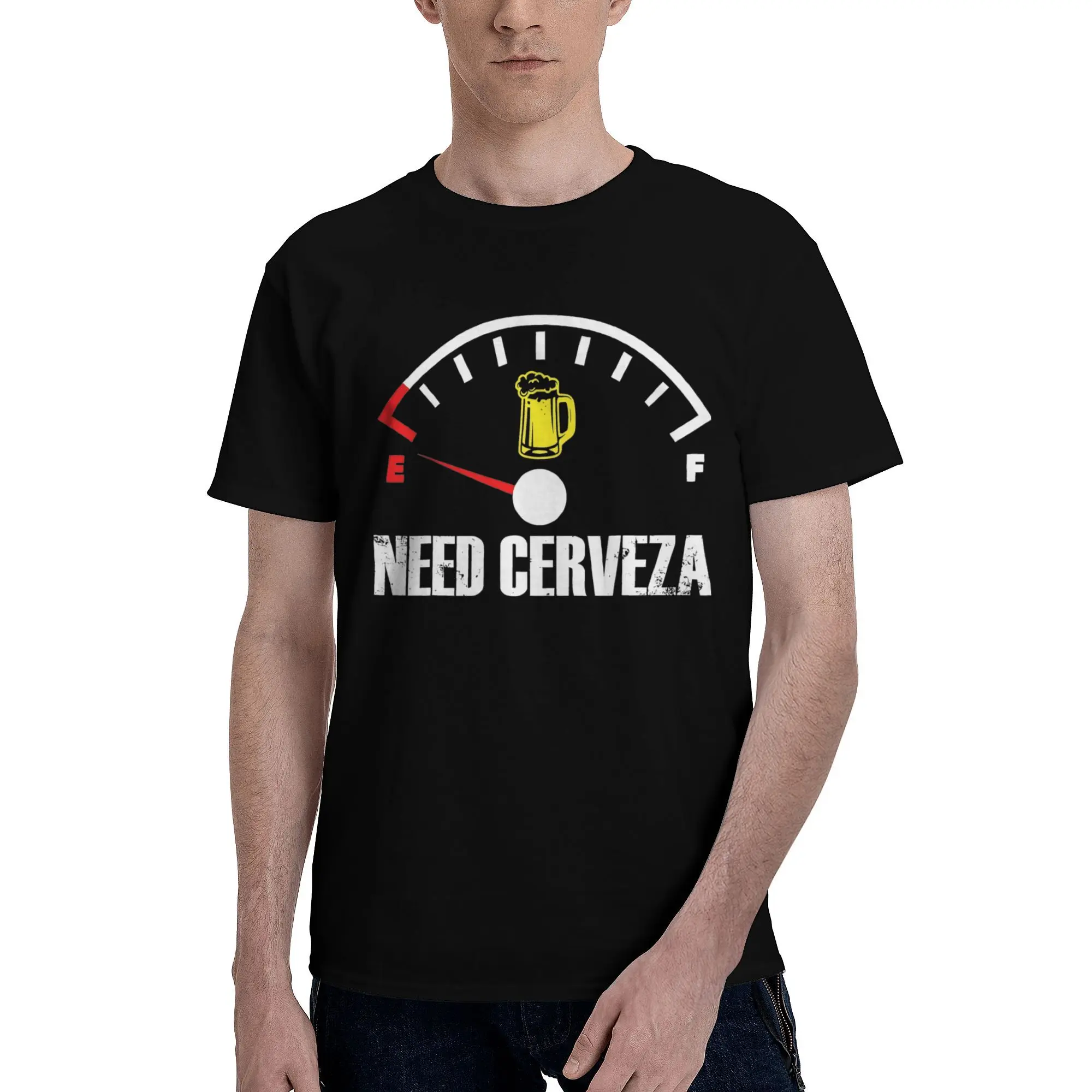 Need Necesito Cerveza Beer Gauge Funny Beer T Shirts Pure Cotton Novelty T-Shirts O Neck  Tee Shirt Short Sleeve Tops Summer