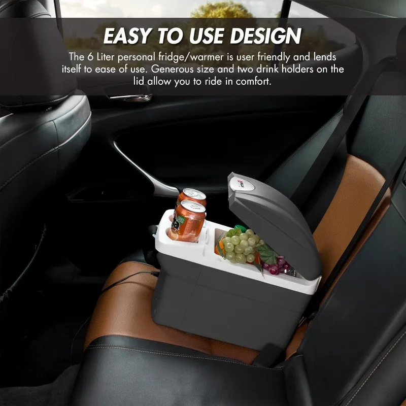 Wagan EL6206 12V 6 Quart Personal Thermoelectric, 6 Liter Capacity, Portable Electric Cooler Warmer with 12/24V DC