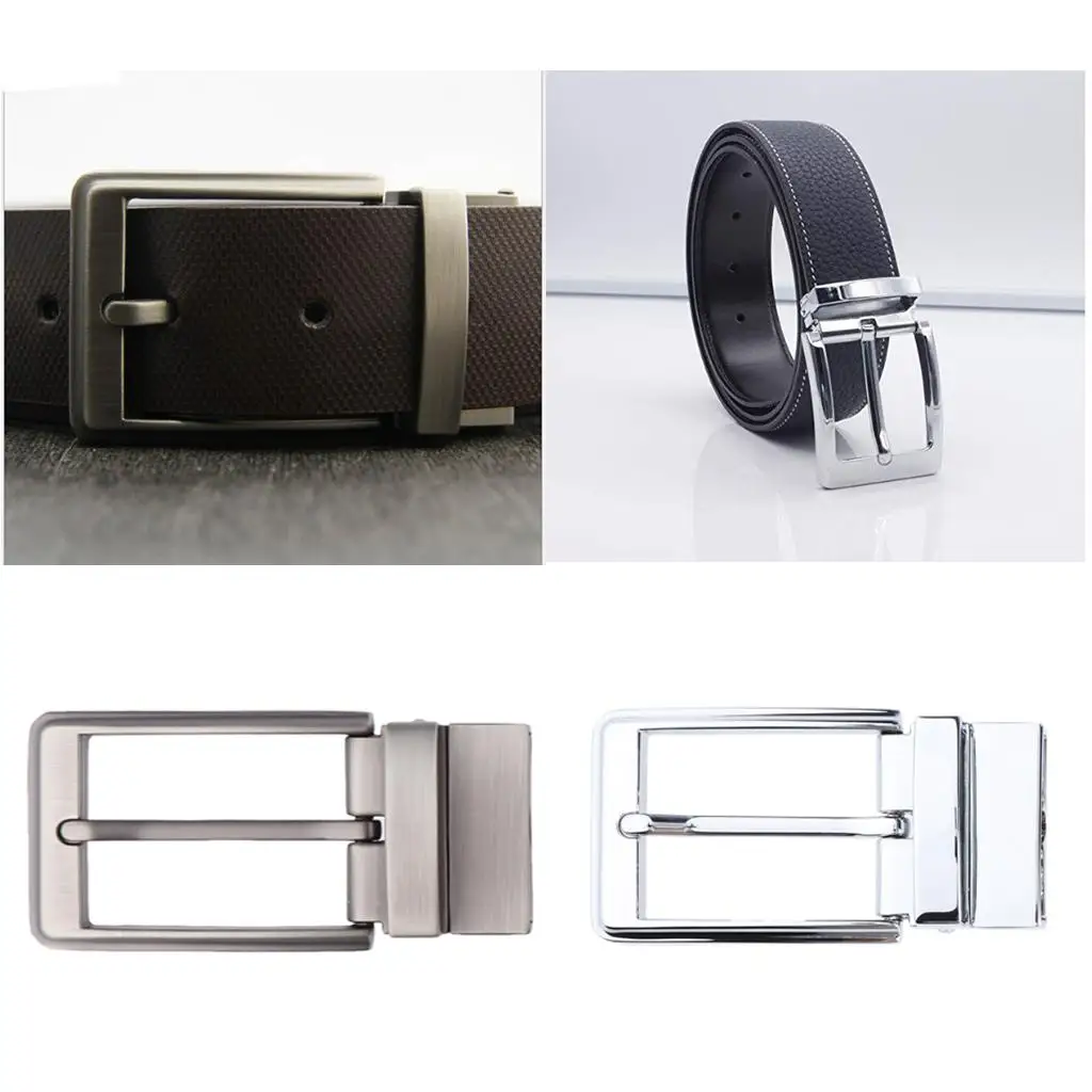 2 Alloy Belt Buckle Single Prong Rectangular Pin Buckle Reversible